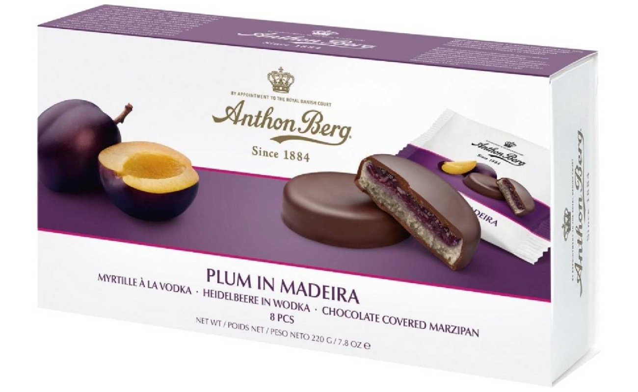 Anthon Berg Шоколадови бонбони със сливи и ликьор Madeira – 220 г.